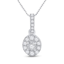 Load image into Gallery viewer, Radiant Brilliance: 10kt White Gold Womens Round Diamond Oval Pendant Top view from the 10Kt White Gold Womens Round Diamond Oval Pendant 1 5 Cttwpin288283 collection by Splendid Jewellery