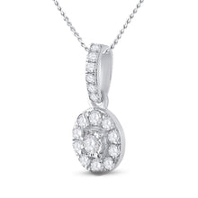 Load image into Gallery viewer, Radiant Brilliance: 10kt White Gold Womens Round Diamond Oval Pendant Side view from the 10Kt White Gold Womens Round Diamond Oval Pendant 1 5 Cttwpin288283 collection by Splendid Jewellery
