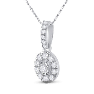 Diamond Fashion Pendant | 10kt White Gold Womens Round Diamond Oval Pendant 1/5 Cttw | Splendid Jewellery GND