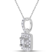 Load image into Gallery viewer, Captivating Brilliance: 10kt White Gold Womens Round Diamond Square Pendant Side view from the 10Kt White Gold Womens Round Diamond Square Pendant 1 6 Cttwpin288250 collection by Splendid Jewellery