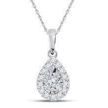 Load image into Gallery viewer, Enchanting Diamond Elegance Pendant Top view from the 10Kt White Gold Womens Round Diamond Teardrop Pendant 1 6 Cttwpin284075 collection by Splendid Jewellery