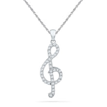 Load image into Gallery viewer, Melodic Harmony Diamond Pendant Top view from the 10Kt White Gold Womens Round Diamond Treble Clef Music Pendant 1 3 Cttwpin202073 collection by Splendid Jewellery