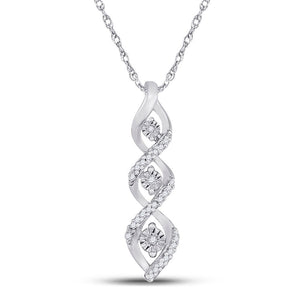 Diamond Fashion Pendant | 10kt White Gold Womens Round Diamond Twist Fashion Pendant 1/10 Cttw | Splendid Jewellery GND
