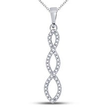 Load image into Gallery viewer, Captivating Radiance: 10kt White Gold Round Diamond Twist Fashion Pendant 1/8 Cttw Top view from the 10Kt White Gold Womens Round Diamond Twist Fashion Pendant 1 8 Cttwpin39824 collection by Splendid Jewellery