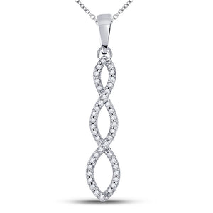 Diamond Fashion Pendant | 10kt White Gold Womens Round Diamond Twist Fashion Pendant 1/8 Cttw | Splendid Jewellery GND
