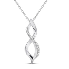 Load image into Gallery viewer, Eternal Love Diamond Twist Pendant Top view from the 10Kt White Gold Womens Round Diamond Twist Infinity Pendant 1 12 Cttwpin288820 collection by Splendid Jewellery