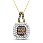 Captivating Square Frame Brown and Blue Diamond Pendant in 10kt Yellow Gold  Top View from Splendid Jewellery