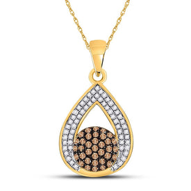 Captivating Brown Diamond Teardrop Cluster Pendant  Top View from Splendid Jewellery