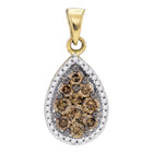 Captivating Teardrop Diamond Pendant in 10kt Yellow Gold  Top View from Splendid Jewellery