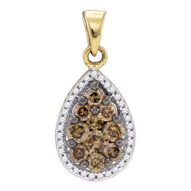Captivating Teardrop Diamond Pendant in 10kt Yellow Gold  Top View from Splendid Jewellery