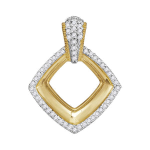 Diamond Fashion Pendant | 10kt Yellow Gold Womens Round Diamond Diagonal Framed Square Pendant 1/6 Cttw | Splendid Jewellery GND