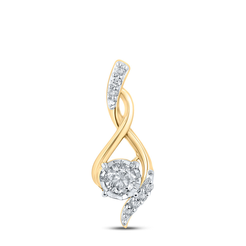 Diamond Fashion Pendant | 10kt Yellow Gold Womens Round Diamond Fashion Pendant 1/5 Cttw | Splendid Jewellery GND
