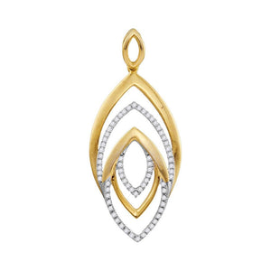 Diamond Fashion Pendant | 10kt Yellow Gold Womens Round Diamond Geometric Oval Pendant 1/5 Cttw | Splendid Jewellery GND