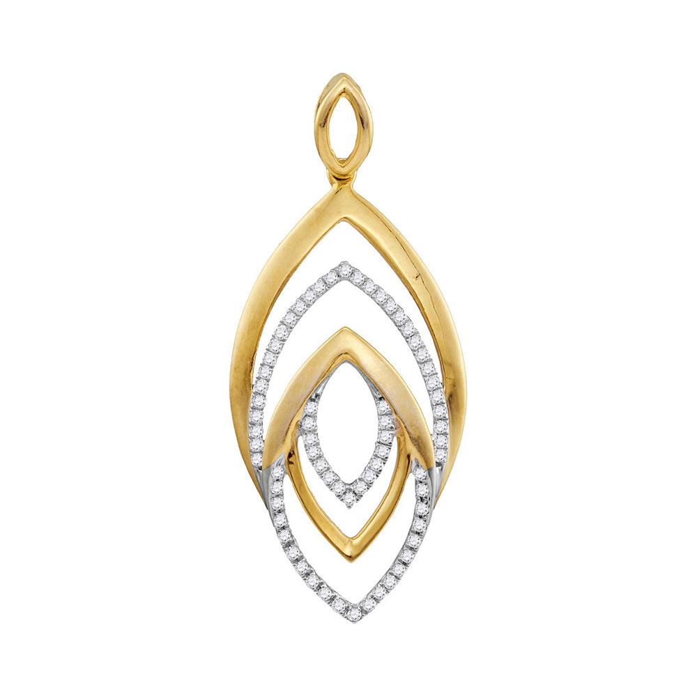 Diamond Fashion Pendant | 10kt Yellow Gold Womens Round Diamond Geometric Oval Pendant 1/5 Cttw | Splendid Jewellery GND