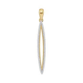 10kt Yellow Gold Womens Round Diamond Narrow Oval Outline Pendant - Timeless Sparkle  Top View from Splendid Jewellery