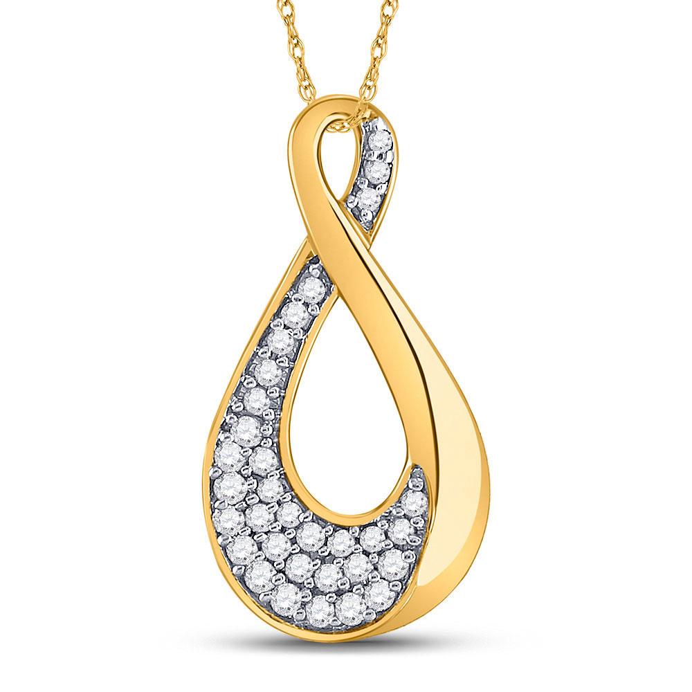 Diamond Fashion Pendant | 10kt Yellow Gold Womens Round Diamond Teardrop Cluster Pendant 1/8 Cttw | Splendid Jewellery GND