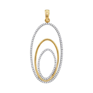 Diamond Fashion Pendant | 10kt Yellow Gold Womens Round Diamond Triple Nested Oval Pendant 1/3 Cttw | Splendid Jewellery GND