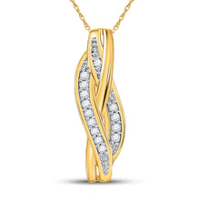 Load image into Gallery viewer, Radiant Gold and Diamond Vertical Woven Strand Pendant  Top View from Splendid Jewellery