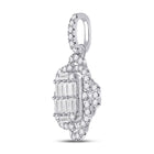 Radiant Diamond Quatrefoil Cluster Pendant - 14kt White Gold Women's Baguette Diamond Necklace - Side View
