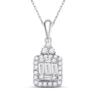 14kt White Gold Baguette Diamond Square Cluster Pendant - A Radiant Masterpiece of Elegance and Brilliance - Top View