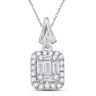 14kt White Gold Baguette Diamond Square Cluster Pendant - A Captivating Expression of Elegance and Brilliance - Top View