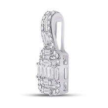 Load image into Gallery viewer, 14kt White Gold Baguette and Round Diamond Square Pendant - Side View
