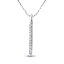 Load image into Gallery viewer, Radiant Brilliance: 14kt White Gold Diamond Bar Pendant - Side View