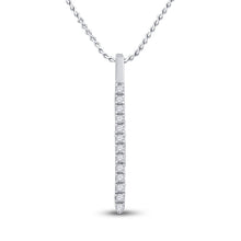 Load image into Gallery viewer, Radiant Brilliance: 14kt White Gold Diamond Bar Pendant - Top View