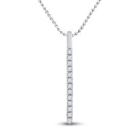 Radiant Brilliance: 14kt White Gold Diamond Bar Pendant - Top View