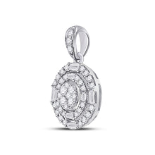 Load image into Gallery viewer, 14kt White Gold Dazzling Diamond Cluster Pendant - Side View