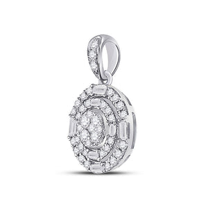 Diamond Fashion Pendant | 14kt White Gold Womens Round Diamond Circle Cluster Pendant 3/8 Cttw | Splendid Jewellery GND