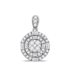 14kt White Gold Dazzling Diamond Cluster Pendant - Top View