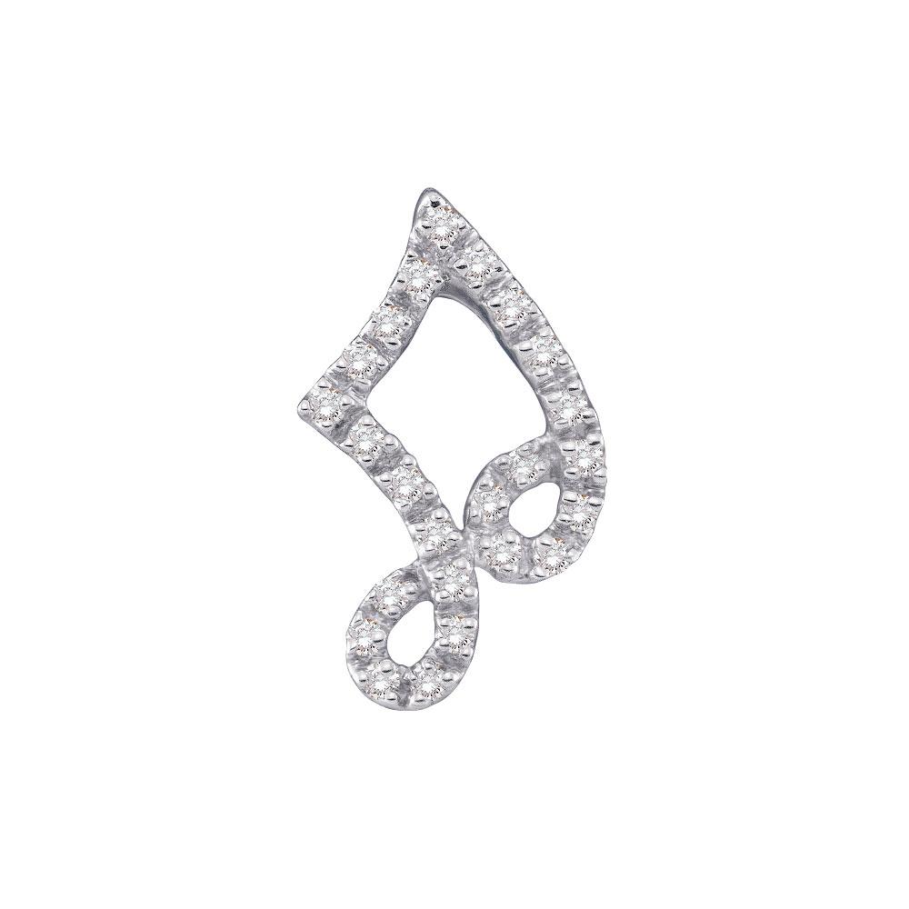 Diamond Fashion Pendant | 14kt White Gold Womens Round Diamond Half Note Music Fashion Pendant 1/10 Cttw | Splendid Jewellery GND