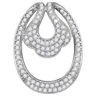 Radiant Elegance: 14kt White Gold Womens Round Diamond Slide Oval Pendant 3/4 Cttw - Top View