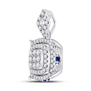 Diamond Fashion Pendant | 14kt White Gold Womens Round Diamond Square Cluster Pendant 1/2 Cttw | Splendid Jewellery GND