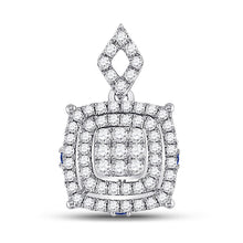 Load image into Gallery viewer, 14kt White Gold Womens Round Diamond Square Cluster Pendant - Captivating Elegance - Top View