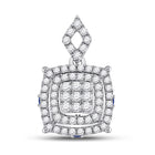 14kt White Gold Womens Round Diamond Square Cluster Pendant - Captivating Elegance - Top View