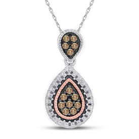Brown Diamond Teardrop Cluster Pendant - A Captivating Elegance  Top View from Splendid Jewellery