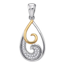 Load image into Gallery viewer, Ethereal Romance Diamond Pendant | Sterling Silver Womens Round Diamond 2-stone Teardrop Pendant 1/20 Cttw | Splendid Jewellery  Top View from Splendid Jewellery