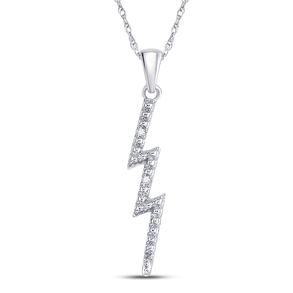 Diamond Fashion Pendant | Sterling Silver Womens Round Diamond-accent Lightning Bolt Pendant .01 Cttw | Splendid Jewellery GND
