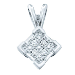 Diamond Fashion Pendant | Sterling Silver Womens Round Diamond Diagonal Square Pendant .01 Cttw | Splendid Jewellery GND