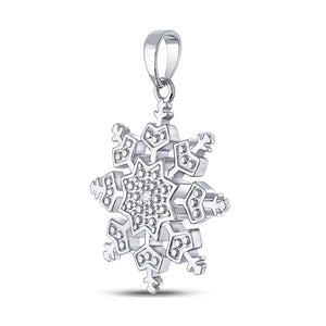 Diamond Fashion Pendant | Sterling Silver Womens Round Diamond Snowflake Fashion Pendant .01 Cttw | Splendid Jewellery GND