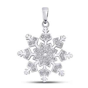 Diamond Fashion Pendant | Sterling Silver Womens Round Diamond Snowflake Fashion Pendant .01 Cttw | Splendid Jewellery GND
