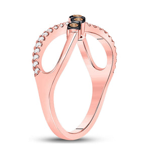Diamond Fashion Ring | 10kt Rose Gold Womens Round Brown Diamond Fashion Infinity Ring 1/4 Cttw | Splendid Jewellery GND