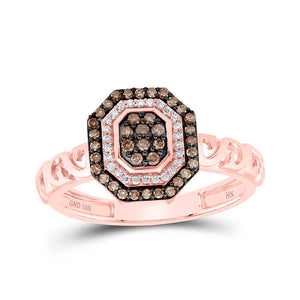 Diamond Fashion Ring | 10kt Rose Gold Womens Round Brown Diamond Fashion Ring 1/4 Cttw | Splendid Jewellery GND
