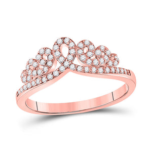 Diamond Fashion Ring | 10kt Rose Gold Womens Round Diamond Fashion Crown Band Ring 1/3 Cttw | Splendid Jewellery GND