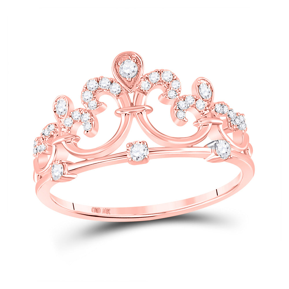 Diamond Fashion Ring | 10kt Rose Gold Womens Round Diamond Filigree Fashion Ring 1/5 Cttw | Splendid Jewellery GND