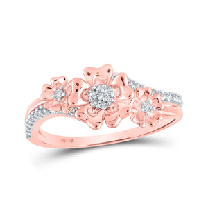 Diamond Fashion Ring | 10kt Rose Gold Womens Round Diamond Flower Fashion Ring 1/6 Cttw | Splendid Jewellery GND