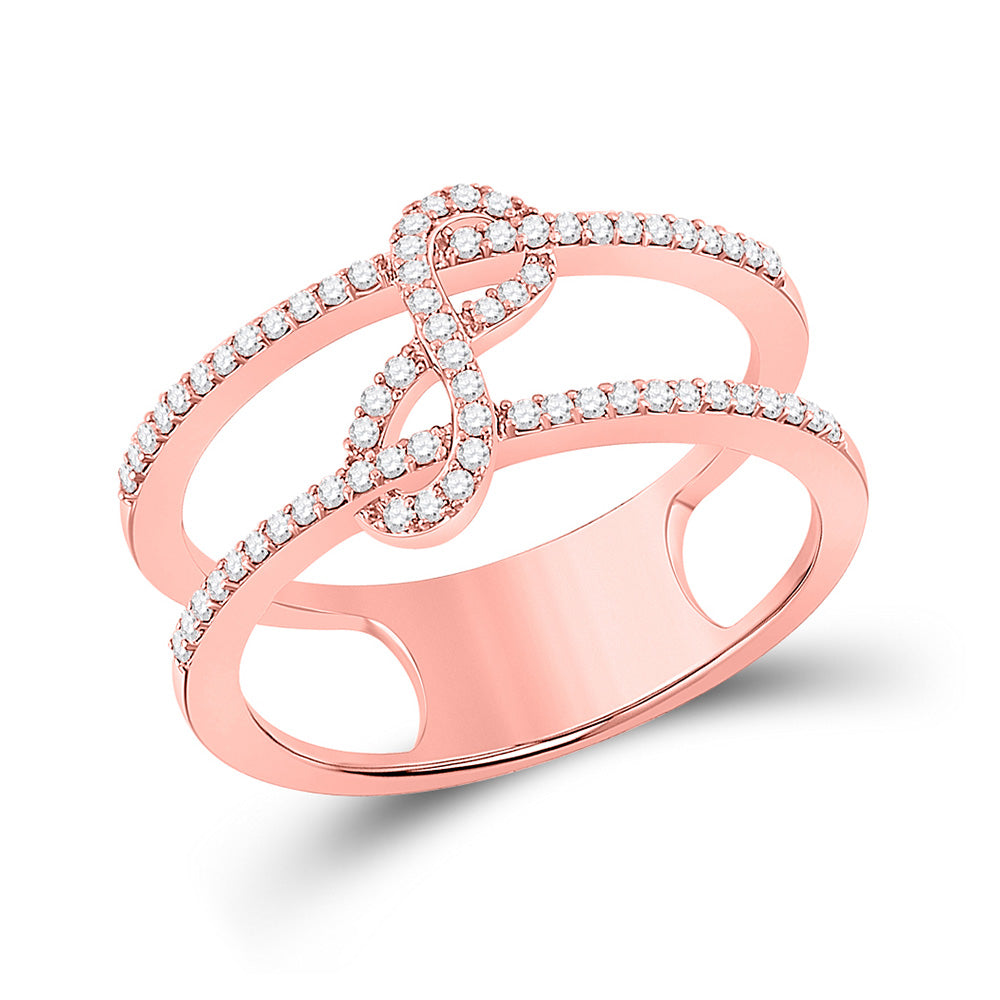 Diamond Fashion Ring | 10kt Rose Gold Womens Round Diamond Negative Space Infinity Ring 1/5 Cttw | Splendid Jewellery GND