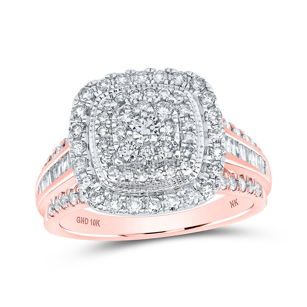 Diamond Fashion Ring | 10kt Rose Gold Womens Round Diamond Square Ring 1 Cttw | Splendid Jewellery GND